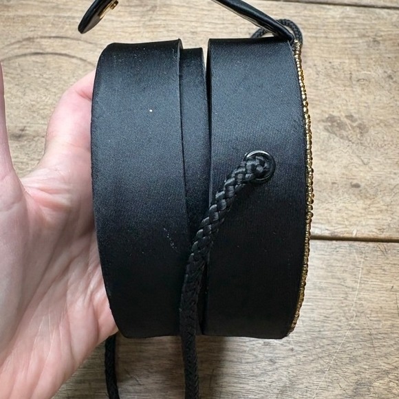 VINTAGE Oscar de la Renta Round Beaded Evening Bag Purse Gold Black Formal - Picture 6 of 10